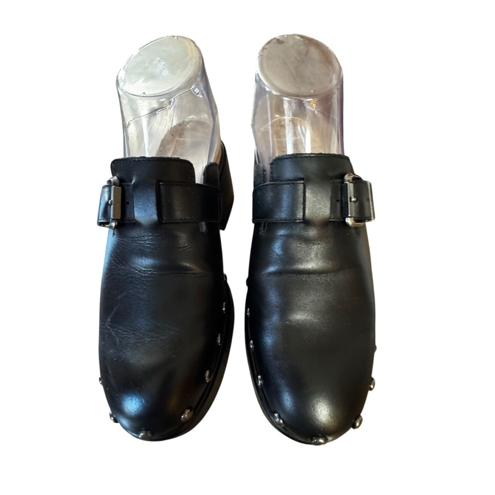 Women’s Dolce Vita Size 6.5 Black Leather Studded Platform “Yevan” Mules - Picture 2 of 11